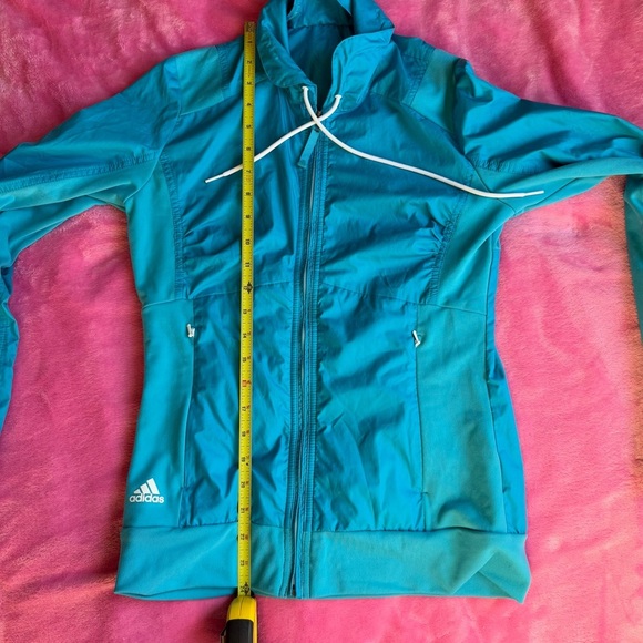 Adidas Windbreaker Zip Up Blue White Detail - Picture 7 of 8